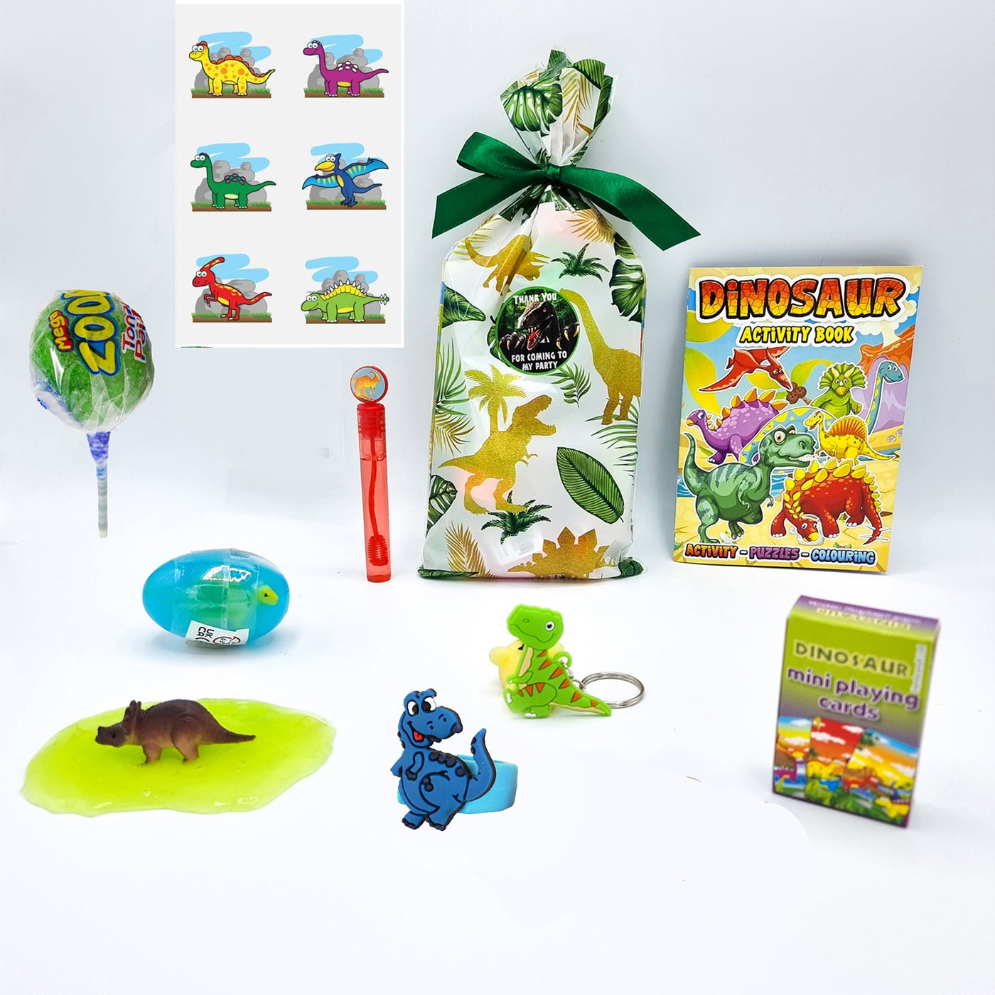 Pre Filled Dinosaur Birthday Party Goody Bags With Toys And Sweets For Boys And Girls.