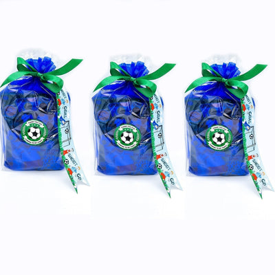Pre-filled Blue Football Party Bags With Toys And Candy For Girls. Party Favours.