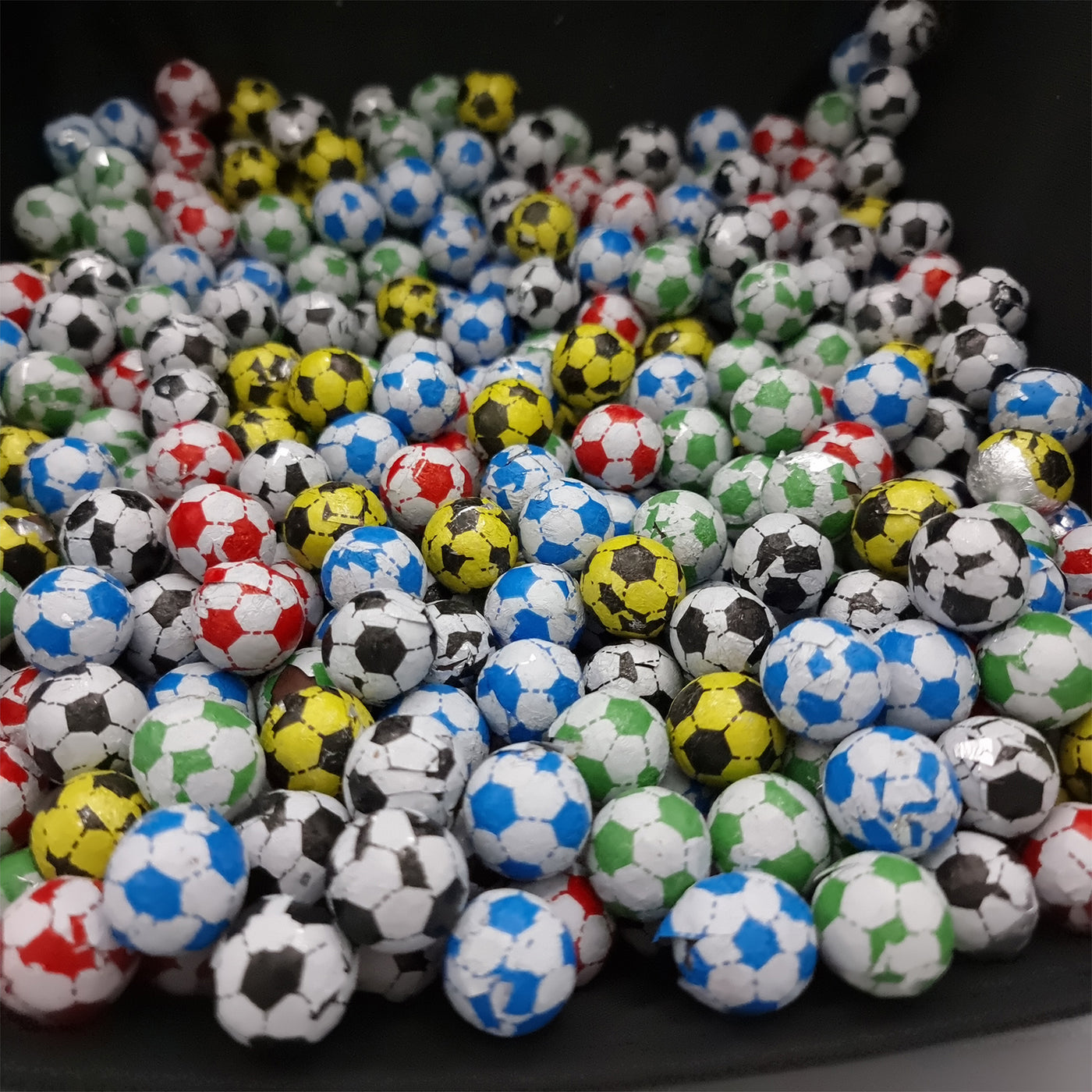 Pre-filled Blue Football Party Bags For Children. Party Favours With Sweets And Toys.