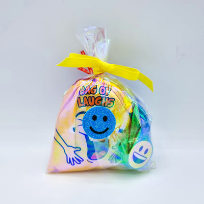 Unisex Children Pre Filled Birthday Smiley Laughing Party Bags With Toys And Sweets.