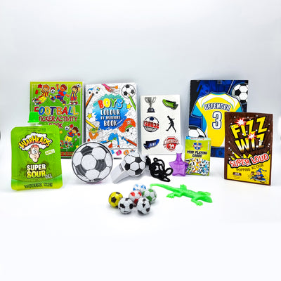 Pre Filled Football Party Bags With Toys, Sweets, And Activity Books.