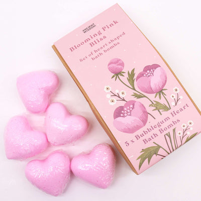 Pink Hearts Blooming Pink Bath Bomb Gift Set For Valentine, Mother's Day.