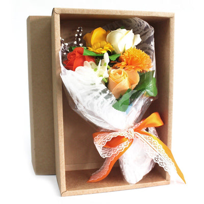 Gift Boxed Body Gift Soap Flower Bouquet - Orange.