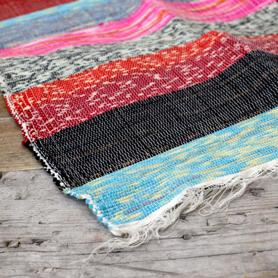 Eco Friendly Multicolour Stripped Indian Rag Rugs 156 x 90cm. 