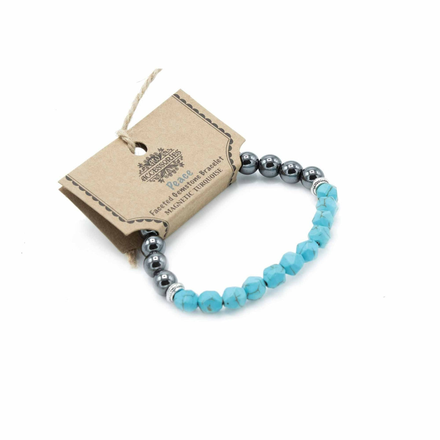 Unisex Faceted Gemstone Magnetic Turquoise Bracelet.