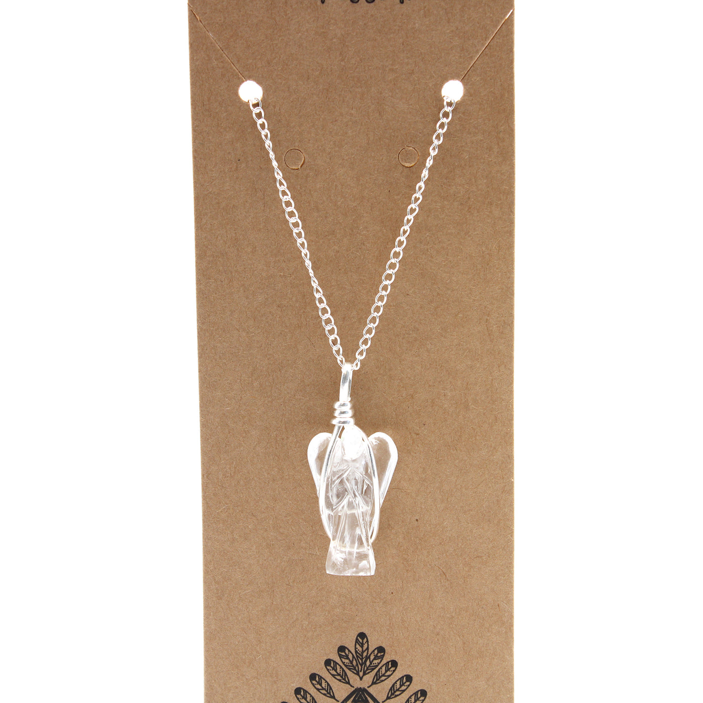 Indian Rock Quartz Angel Gemstone Chain Pendant Jewellery.