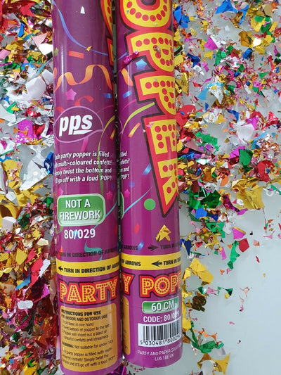 Colourful Confetti Cannon Party Poppers 11CM, 20CM, 30CM, 60CM 