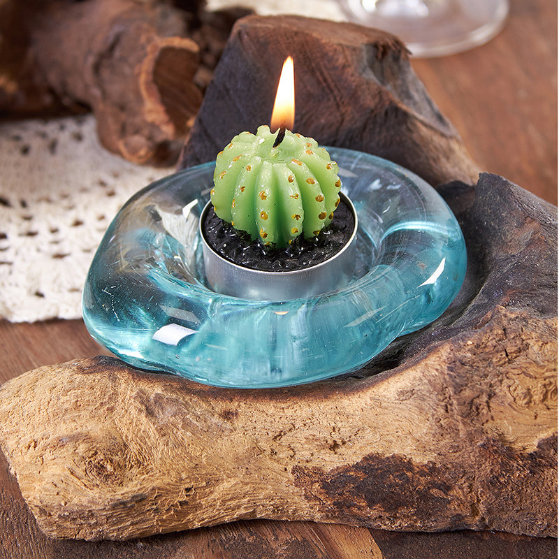 Glass And Wood Natural Ecological Single Tealight Holder