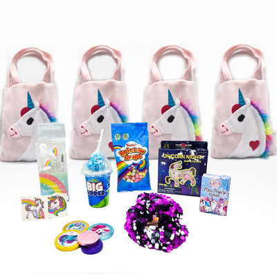 Pre Filled Rainbow Unicorn Party Bags, Party Favours For Girls With Earphones Hair Accessories, Toys, And Sweets 