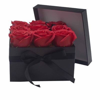 Body Soap Fragranced Flowers Gift Rose Bouquet - 9 Red Roses In Gift Box.