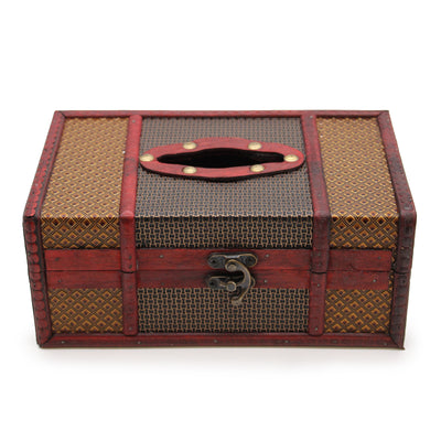 Large Antique Look Colonial Trunk Style Tissue Box.