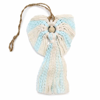 Hanging Baby Blue Macramé Angel In Gift Box - Boy's Guardian Angel.