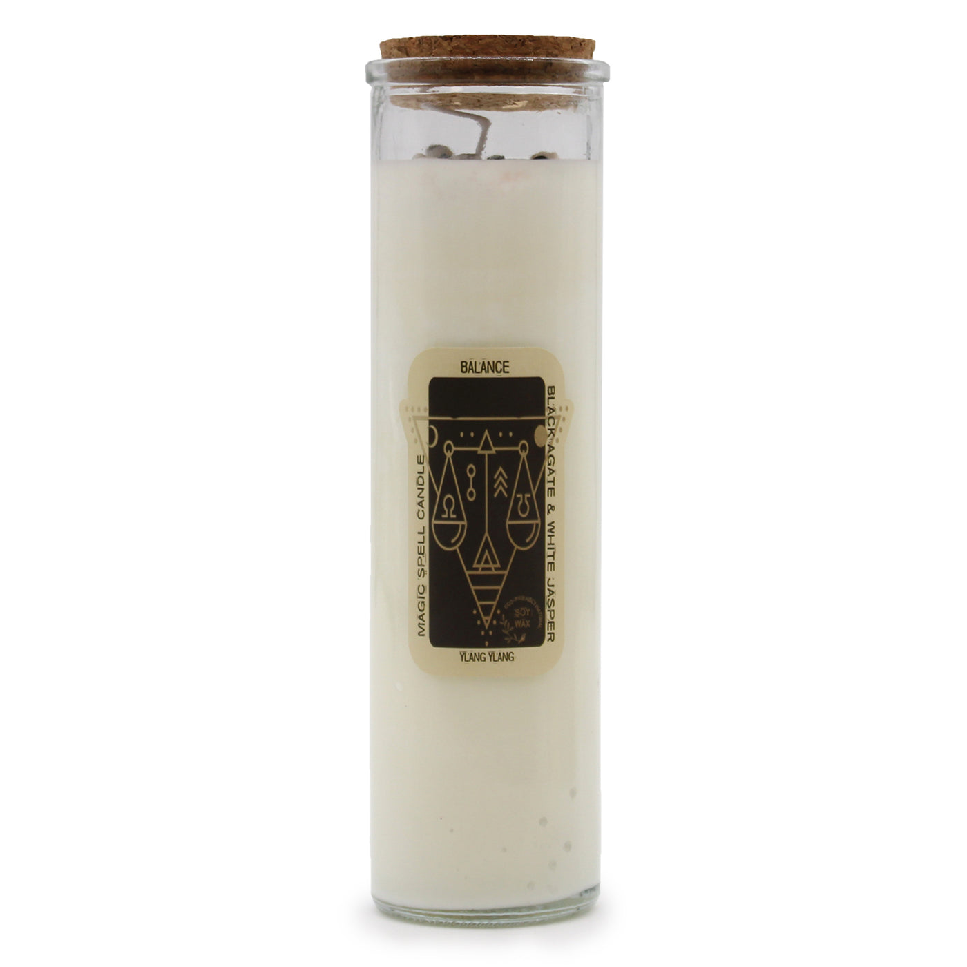 Magic Spell Black Agate & White Jasper Gemstone Balance Soy Wax Fragranced Candle Ylang Ylang