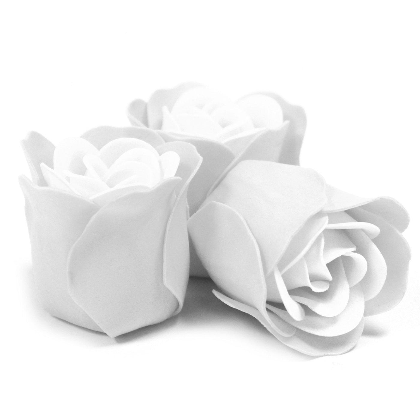 Set of 3 Luxury Soap Bath Flower Heart Box Gift - White.  A wonderful range of Luxury Soap Flowers. They are a perfect addition for a relaxing romantic bath, or you can even use individual petals as guest soaps. Beautifully packed these Soap Flowers are a perfect gift, wedding favours, Christmas stocking filler or just a little treat for yourself.   Just add one or two roses to your warm bath, relax, and watch the cute flowers dissolve right before your very eyes. 