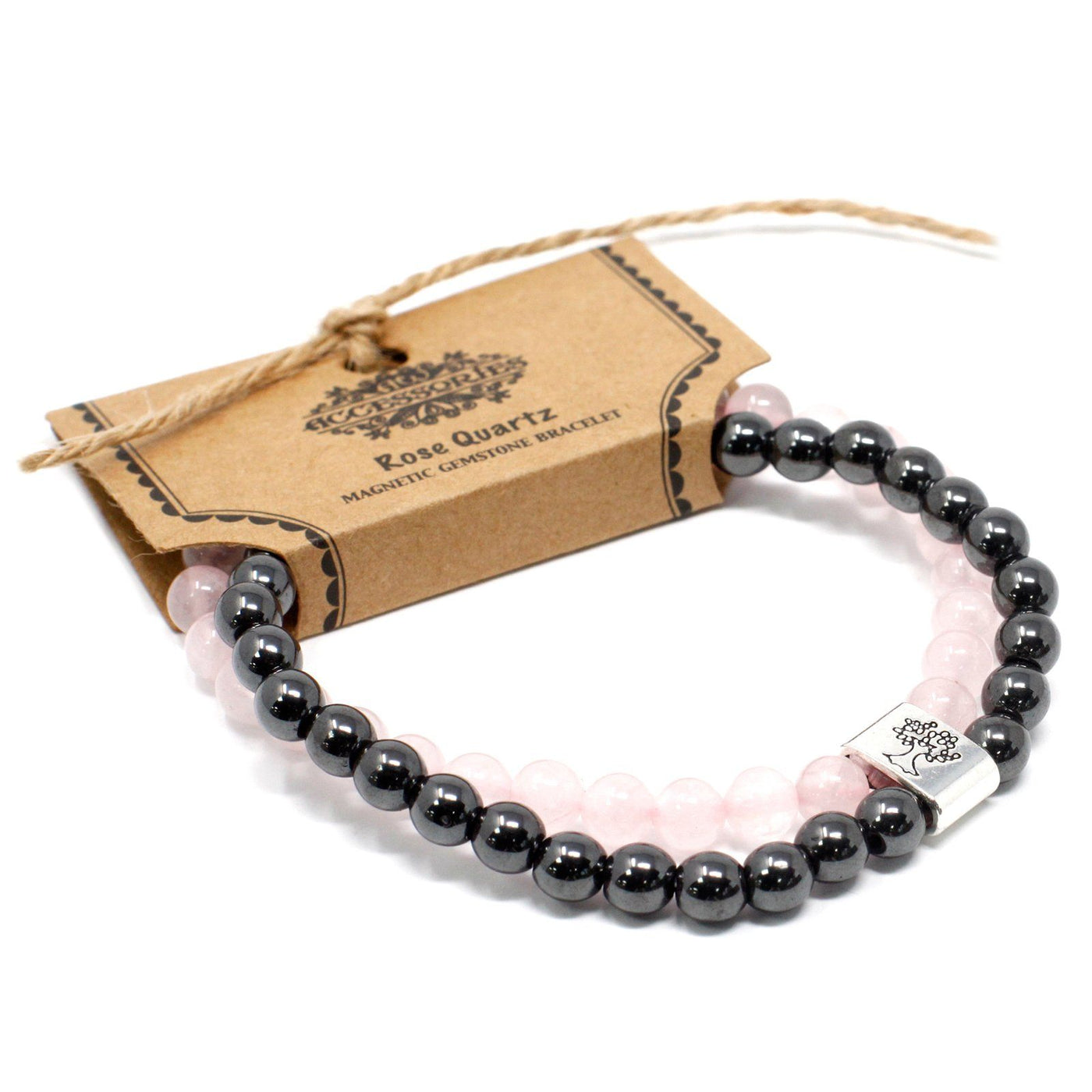 Unisex Tree Of Life Magnetic Rose Quartz Gemstone Bracelet.