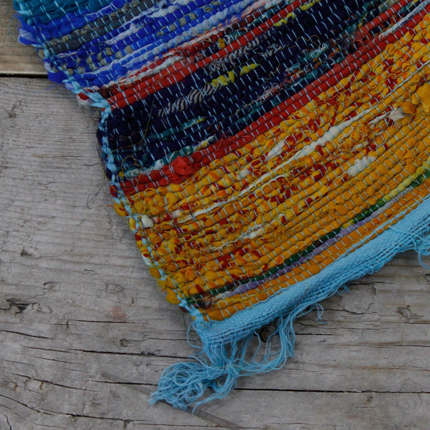 Eco Friendly Multicolour Stripped Indian Rag Rugs 153 x 90cm. 