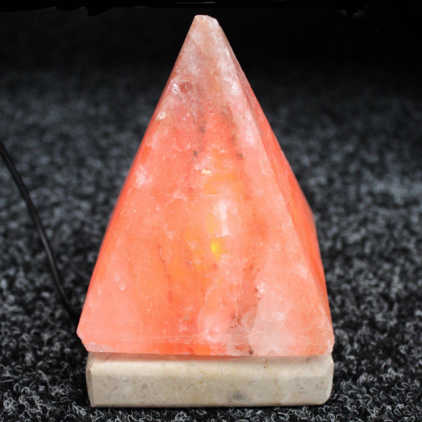 ﻿USB Pyramid Salt Lamp On A Stone Base -  Multicolour Or Natural Light. 