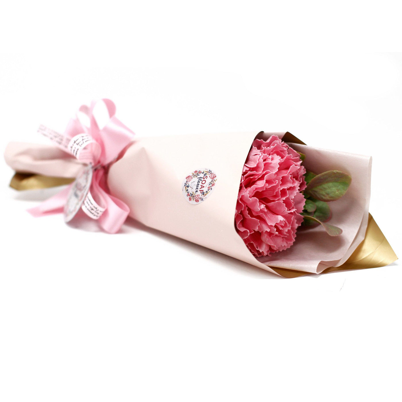 Luxury Pink Body Soap Flower Carnation Bouquet Bath Gift Set.