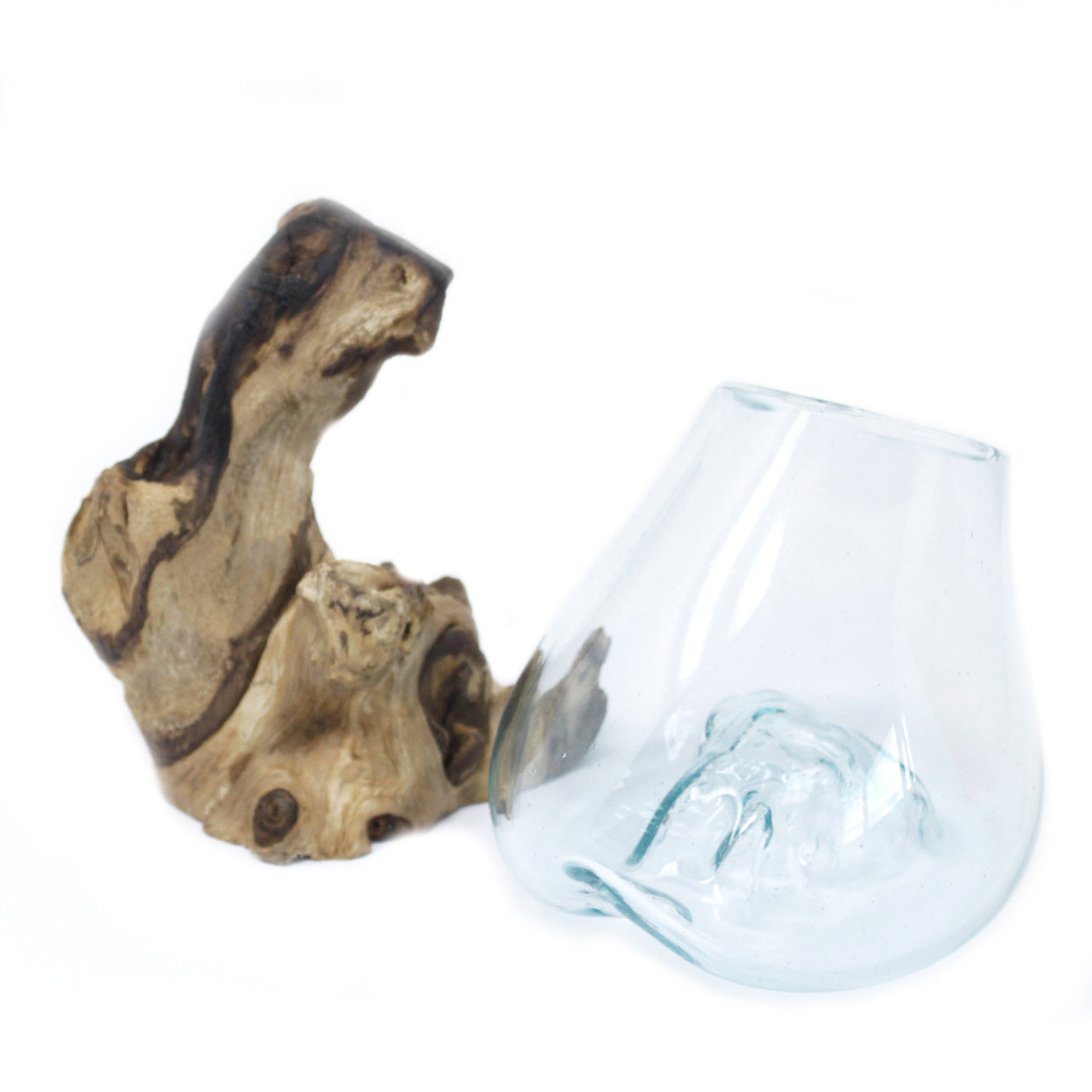 Molten Glass On Gamal Wood Handmade Decorative Medium Bowl.