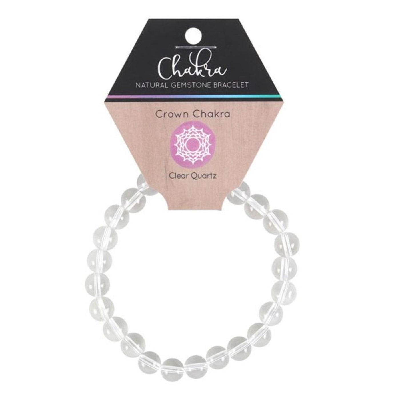 Crown Chakra Clear Quartz Gemstone Bracelet.