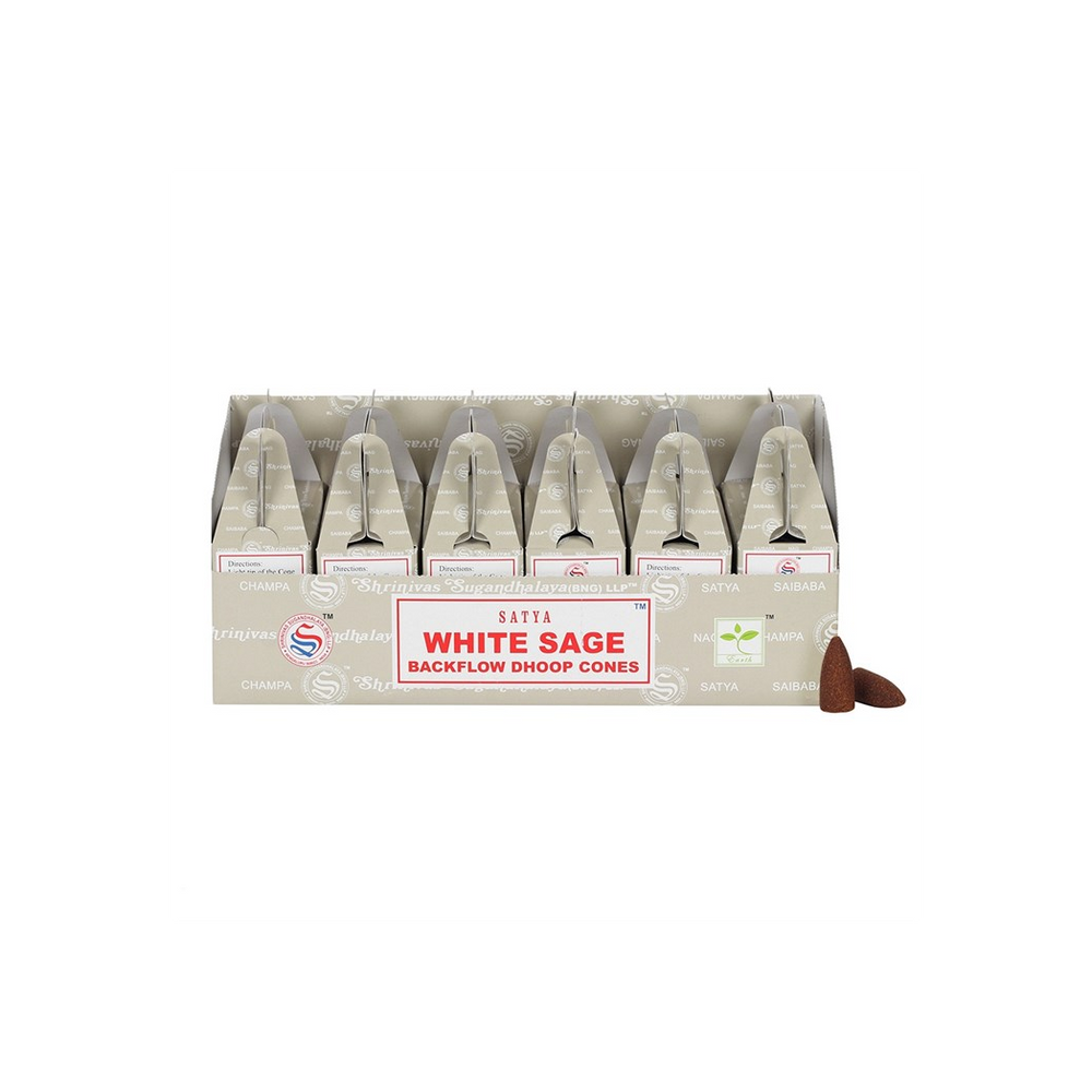 Set of 6 Packets of Satya White Sage Backflow Dhoop Cones