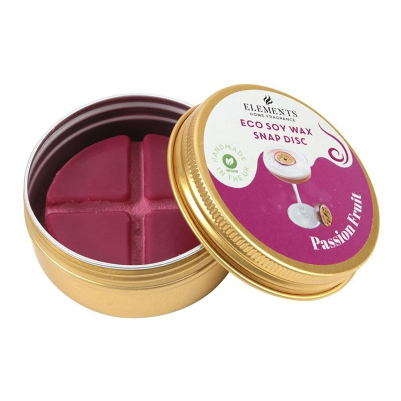 Passion Fruit Martini Soy Wax Snap Disc In Metal Tin.