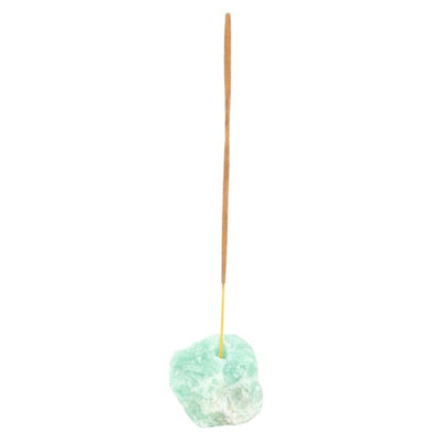 Green Fluorite Raw Gemstone Incense Stick Holder.