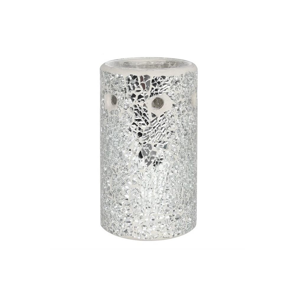 Silver Pillar Crackle Glass Oil Burner