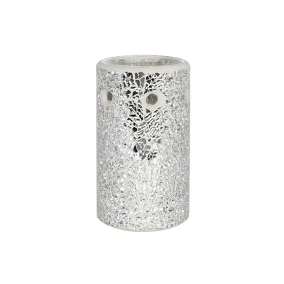 Silver Pillar Crackle Glass Oil Burner
