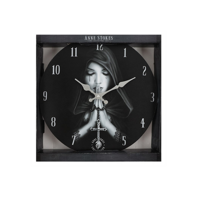 Gothic Black Prayer Wall Clock by Anne Stokes.