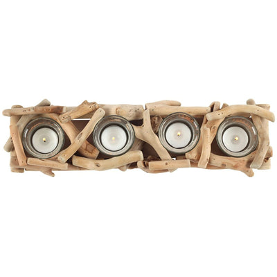 4pc Driftwood Natural Candle Holder.