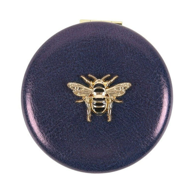 Navy Golden Printed Bee Compact Mirror For Her.