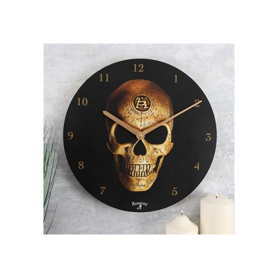 Alchemy Omega Round Skull Wall Clock
