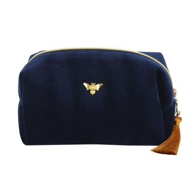 Velvet Makeup Bag With Gold Bee Design And Tassel.