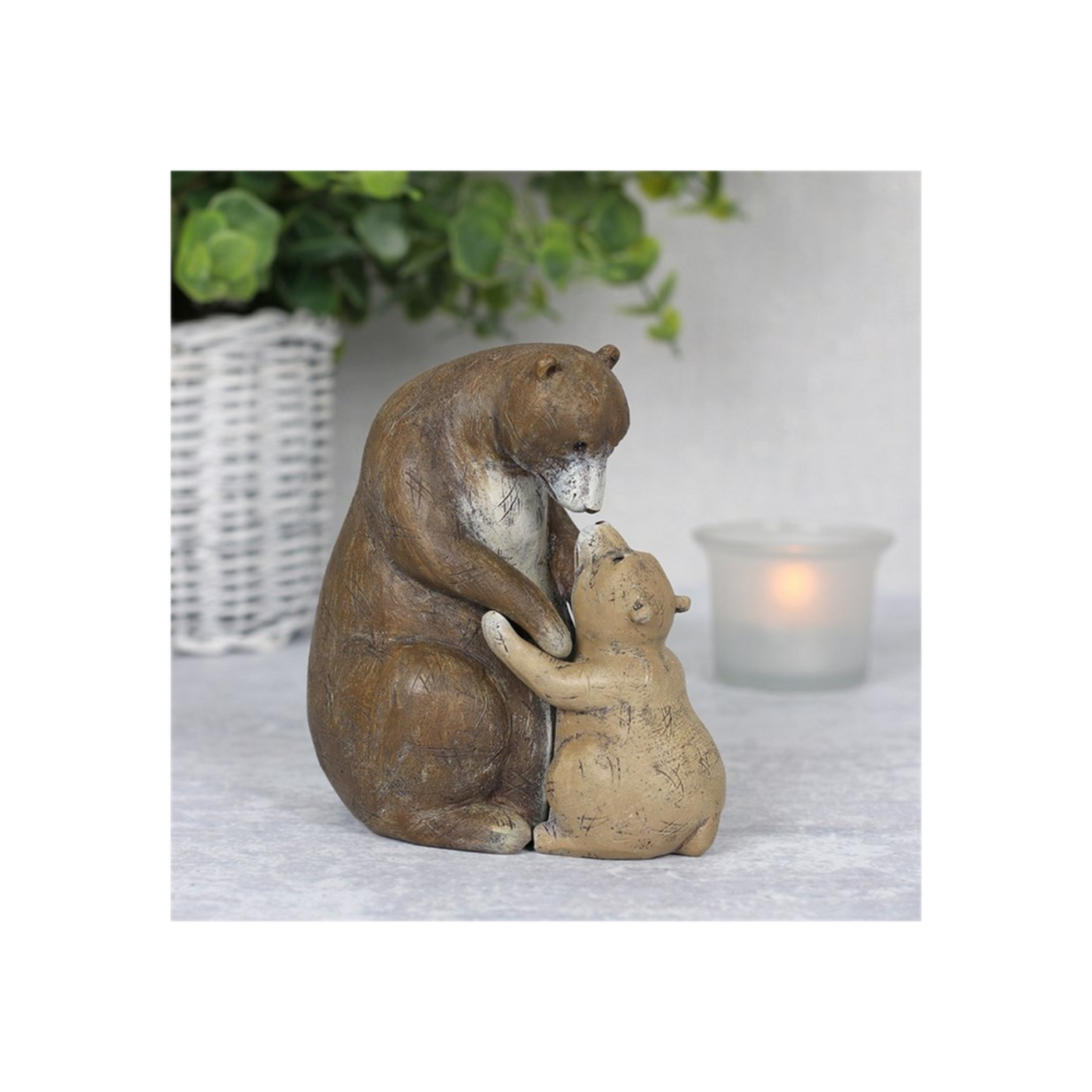 Mother Bear And A Baby Decorative Home Ornament.