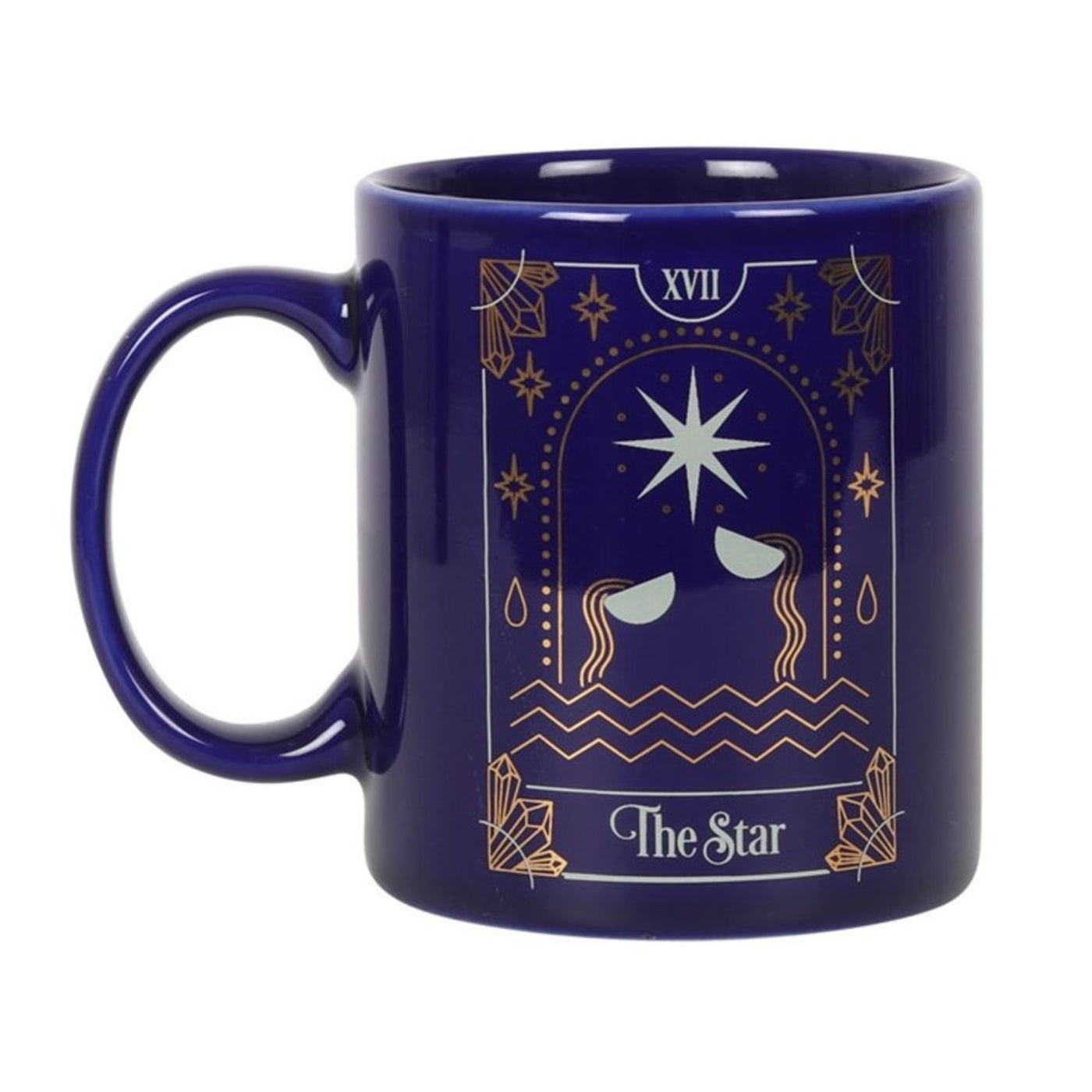 The Star Tarot Ceramic Blue Gold Detail Mug.