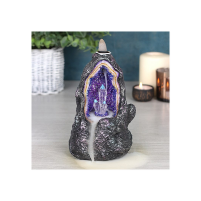 Glowing Purple Crystal Cave Backflow Incense Burner.