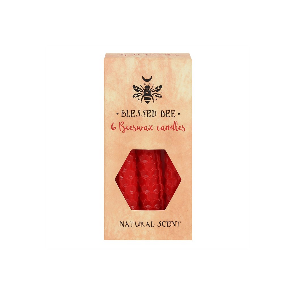 Set of 6 Red Beeswax Spell Candles