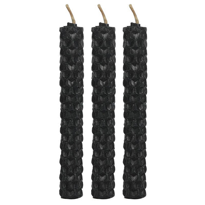 Set of 6 Black Beeswax Spell Candles