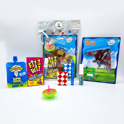 Boys pre filled aeroplane pilot party goody bags with toys and sweets 