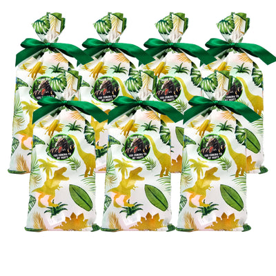 Pre filled Jurassic dinosaur party bags with dinosaur toys and sweets 