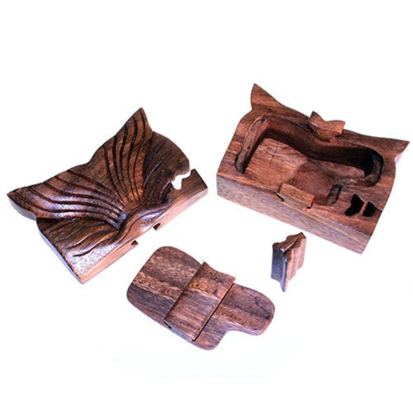 Handmade Magic Fish Tail ' Wooden Puzzle Novelty Storage Box.