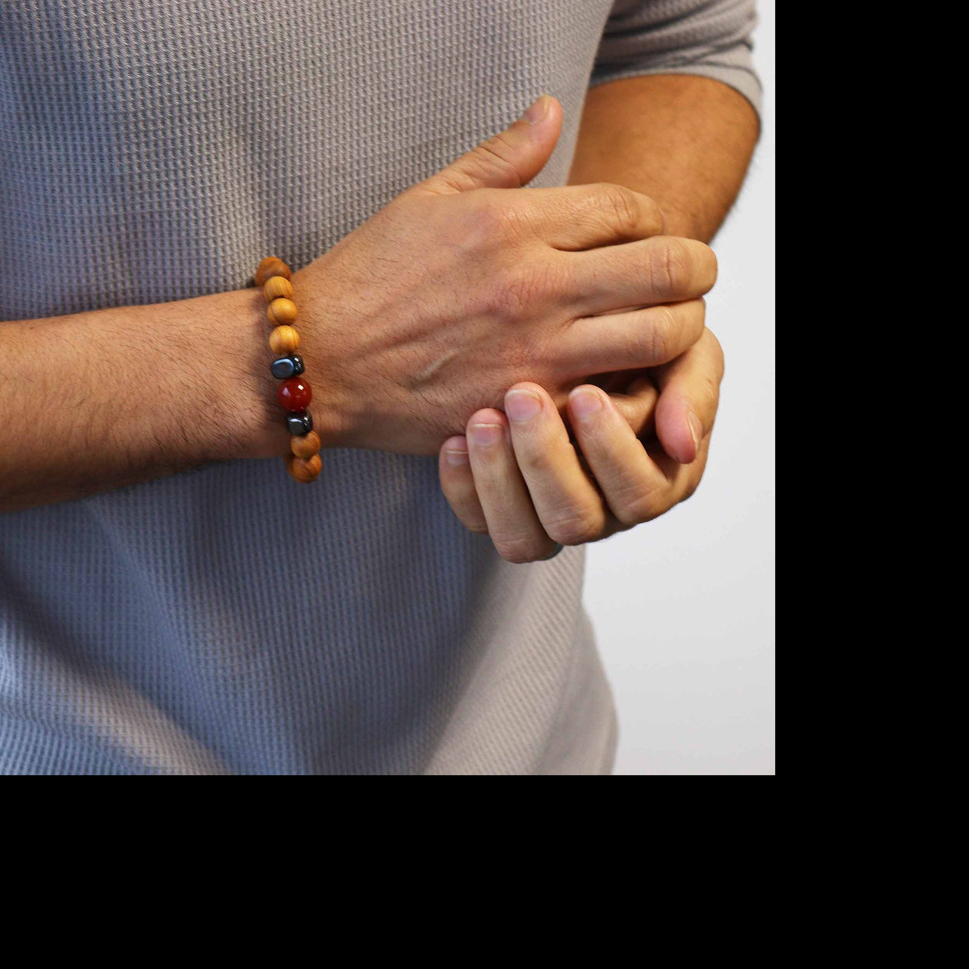 Wellness Cedarwood Root Chakra Bracelet With Red Jasper Gemstone.