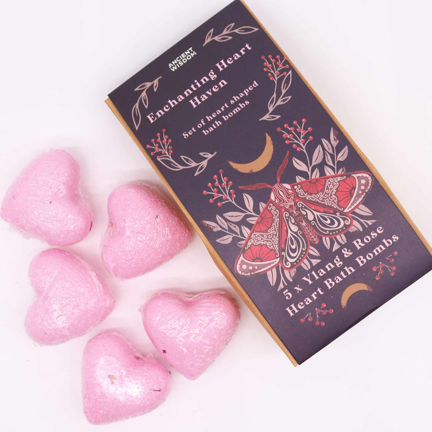 Bath Heart Shaped Bath Bombs Gift Set Ylang And Rose Scented.