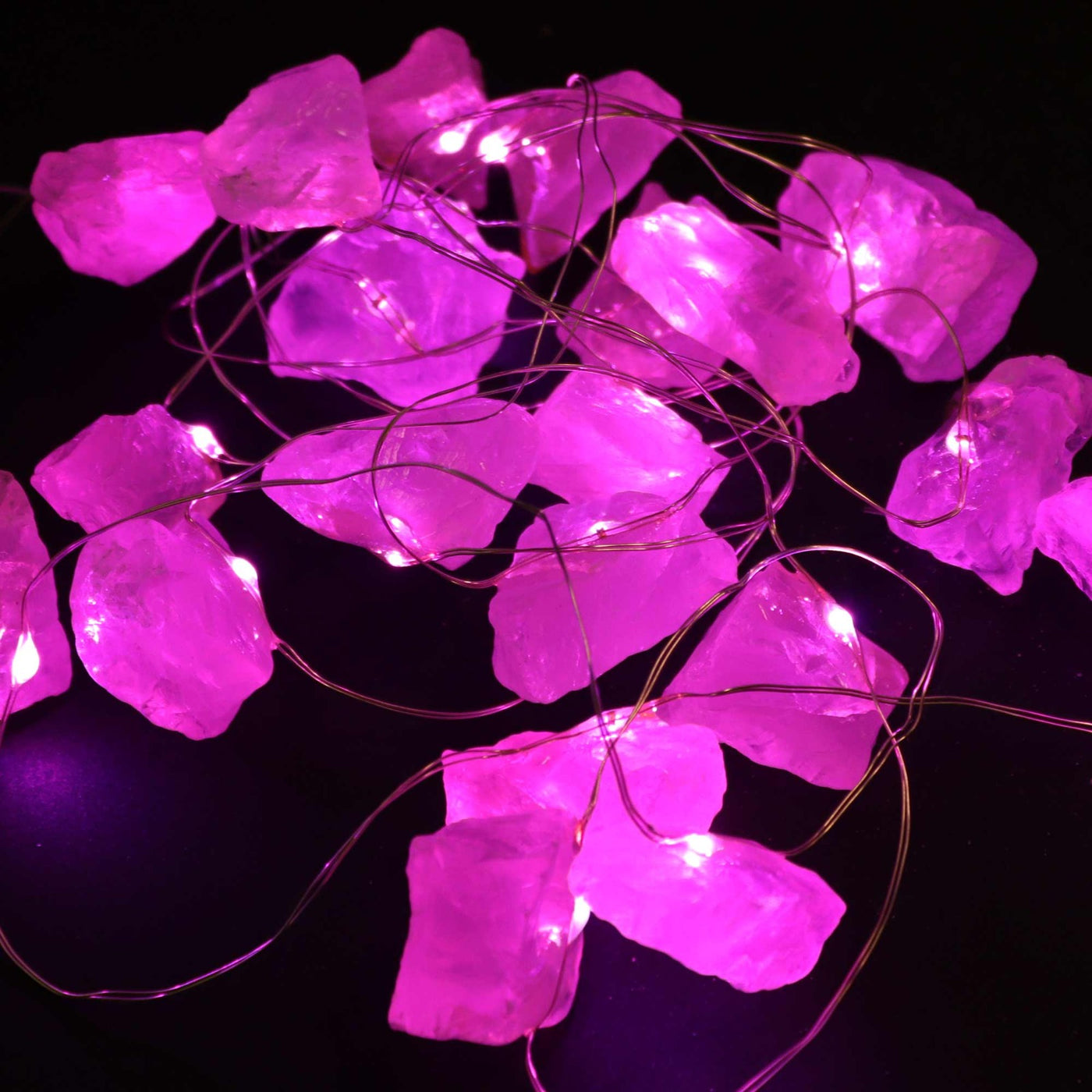 Gemstone Rose Quartz Stones String Fairy Lights
