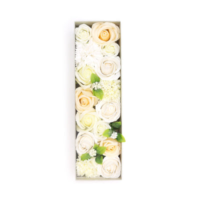 White And Ivory Scented Body And Bath Soap Flowers, Long Gift Box.