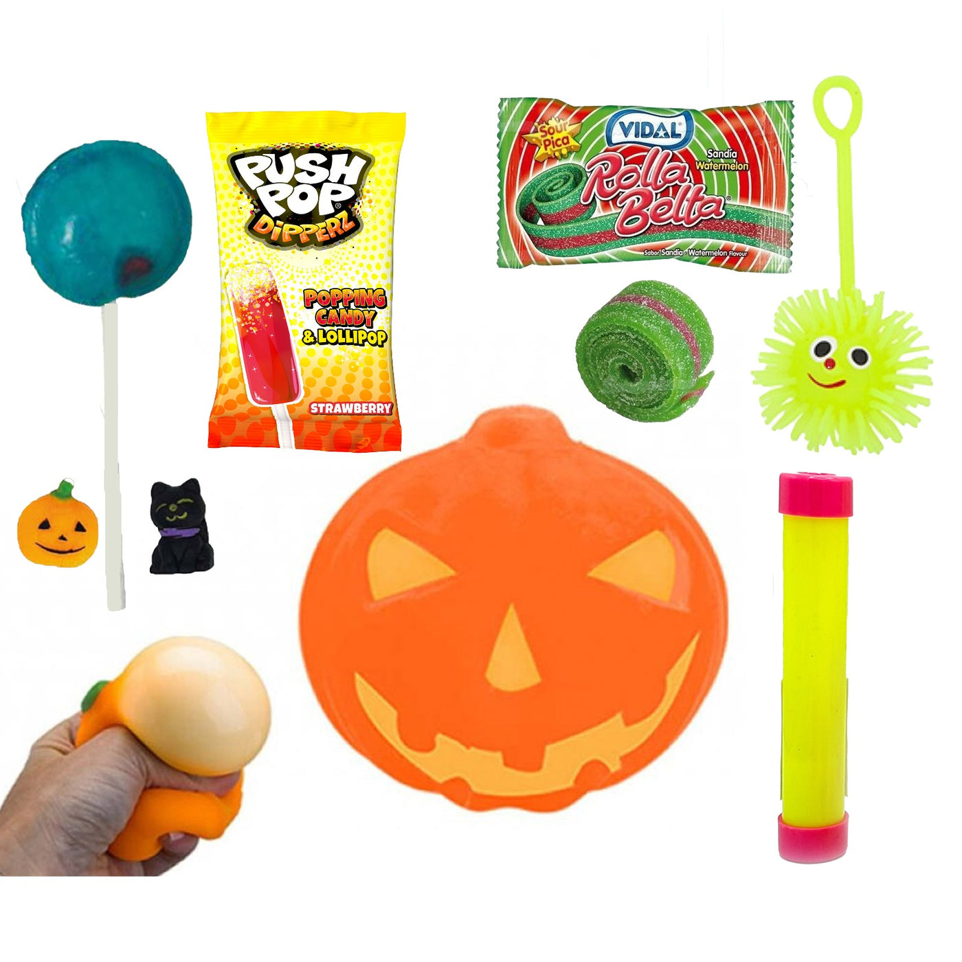Halloween Party Treats For Children With Toys And Novelty Sweets.