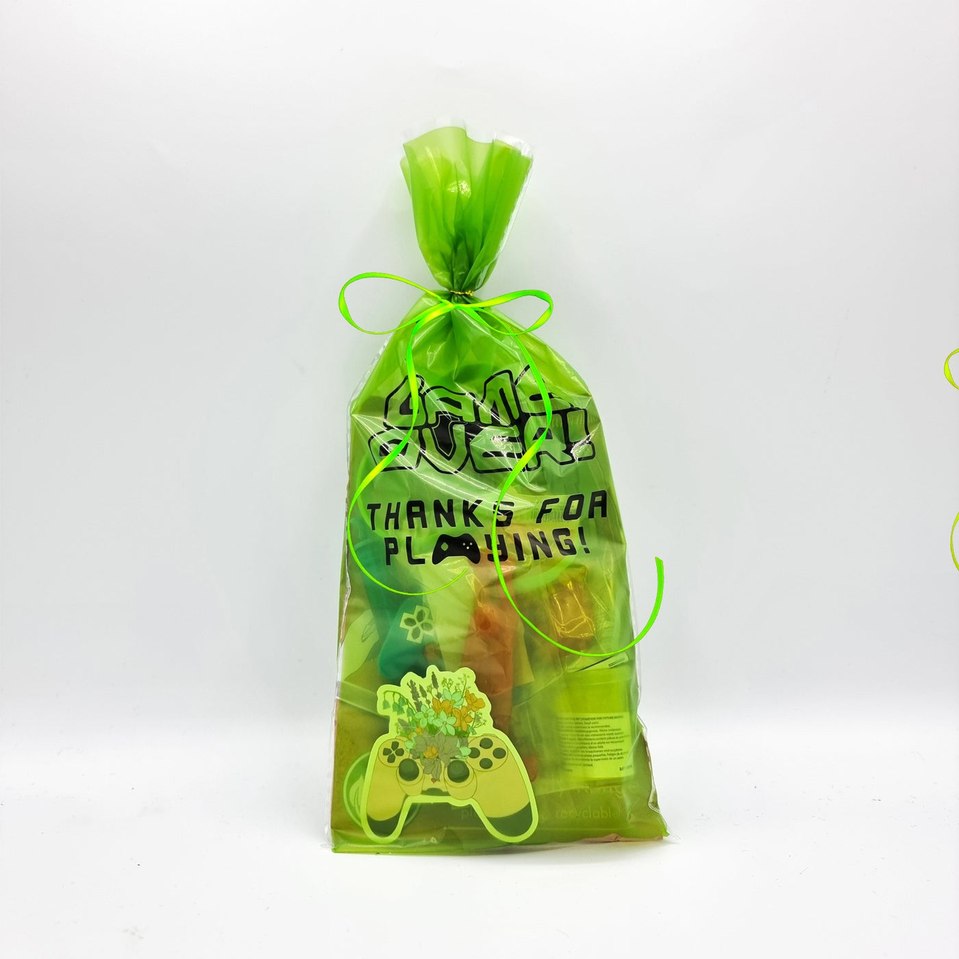 Pre Filled Birthday Green Gamer Party Goody Bags With Toys And Sweets, Party Favours.