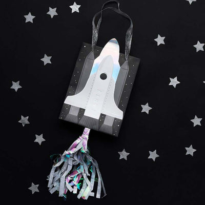Space Rocket Birthday Party Favours With Toys And Candy For Boys And Girls.