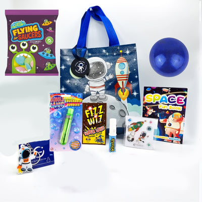 Pre Filled Galaxy Astronaut Birthday Party Bags With Novelty Toys And Sweets For Children, Party Favours.